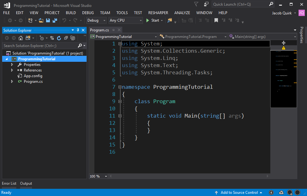 An empty visual studio program